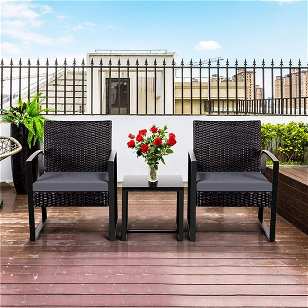 Anchor 2 Balcony Chairs & Coffee Table Patio Set; Outdoor Home Decor; Color Black Greenlane Gear