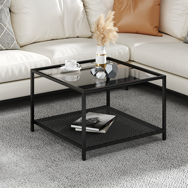 Anchor Large 70x45cm Glass & Metal Coffee Centre Table & Mesh Storage Shelf Greenlane Gear