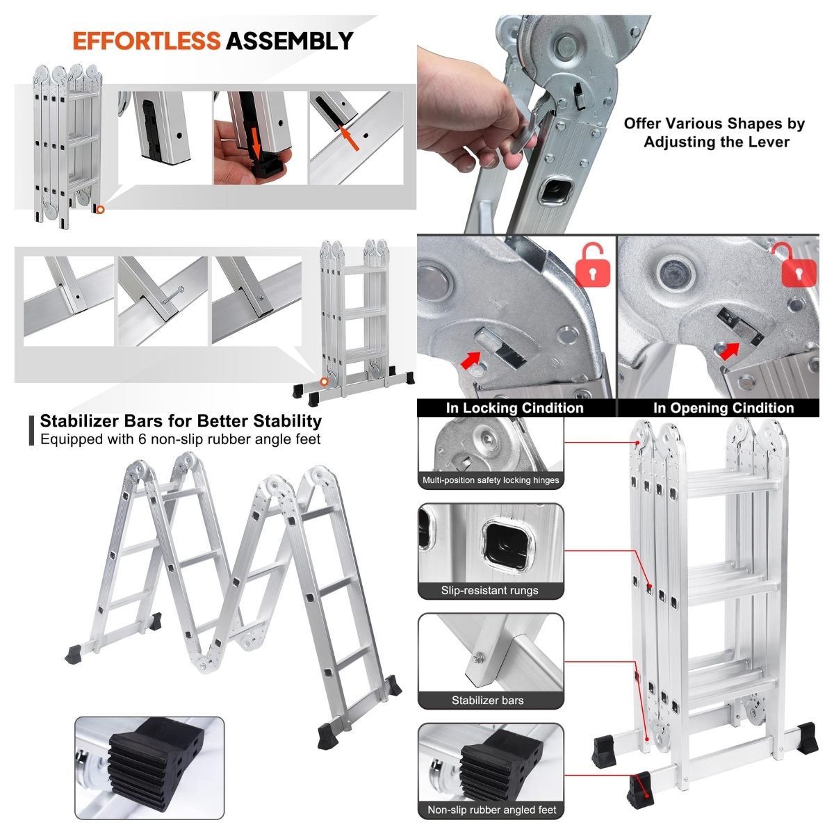Anchor Multi-Purpose Folding Aluminum Ladder Steel Platform EU/UK Certified Greenlane Gear