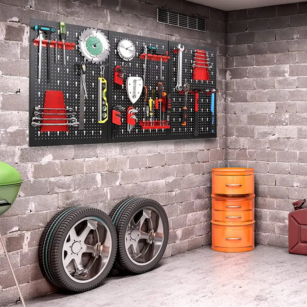 Anchor 4 Wall Mounted Storage Peg Board Panel 100x30cm Pegboard + 60 Hooks Greenlane Gear