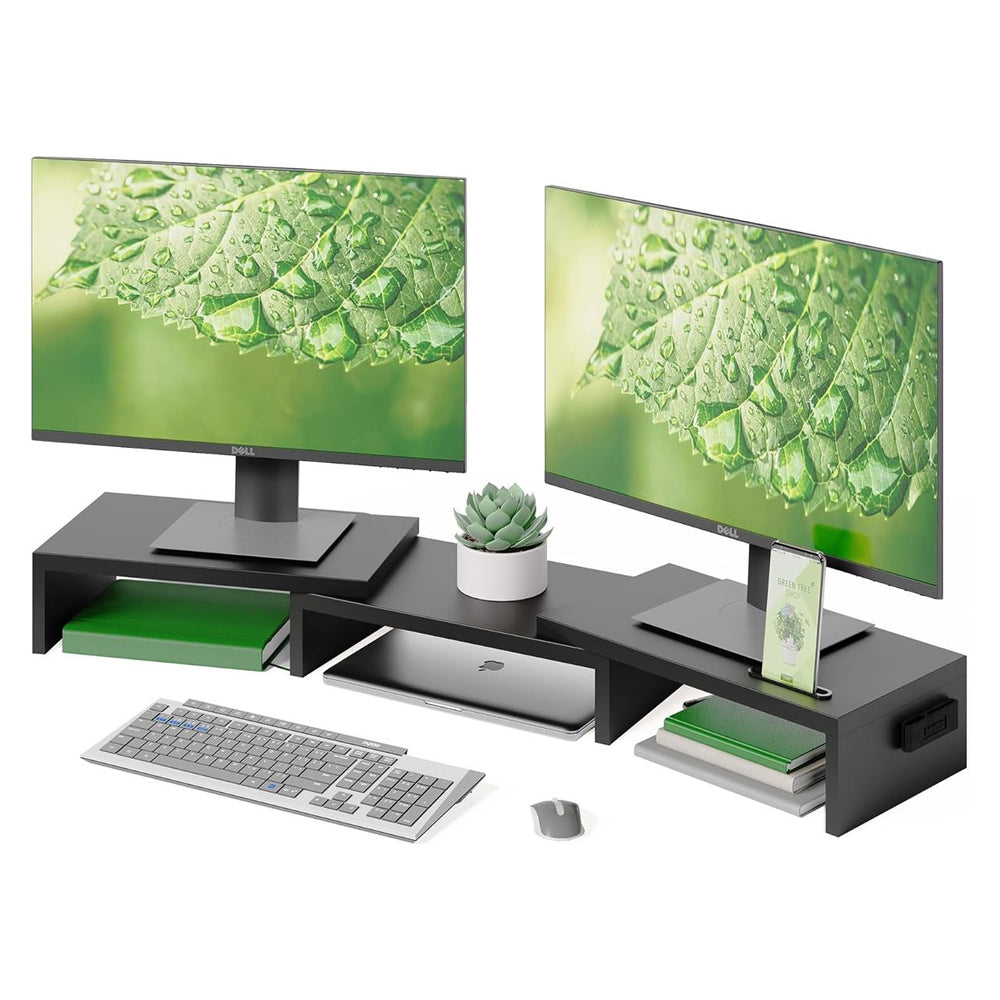 Bontec Dual Monitor Swivel Desktop Stand Riser Adjustable Length Mobile Slot Greenlane Gear