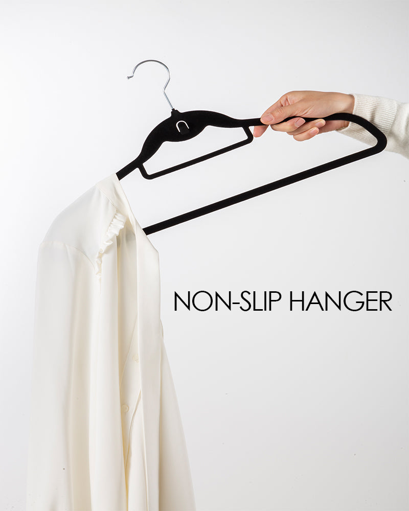 Anchor 50-pack Velvet Hangers Space Saver Flocked Hangers with Hook Black Color Greenlane Gear