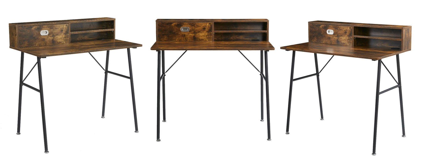 Anchor 2 tier Computer Office Desk with shelves Study Table; Brown Greenlane Gear