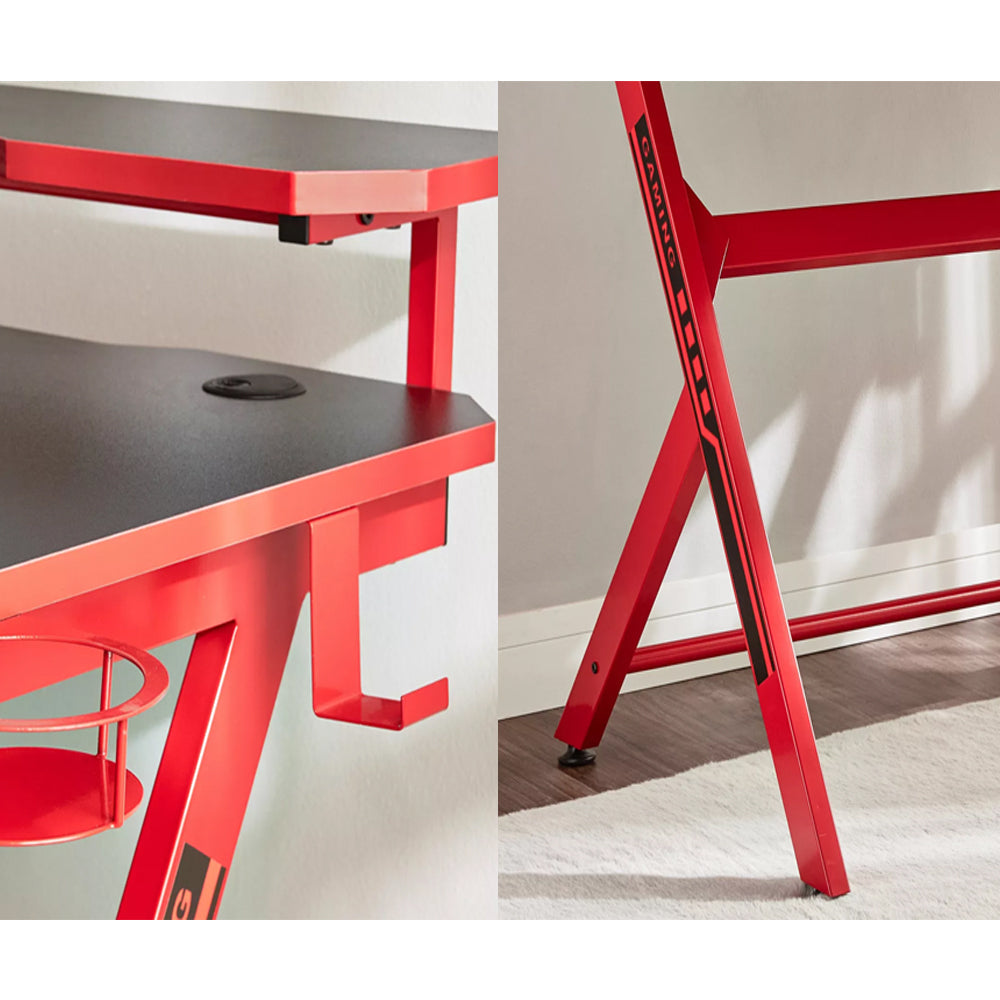 Anchor 2 Tier Computer Gaming Office Desk Table 120x60 Headphone Cup H ...