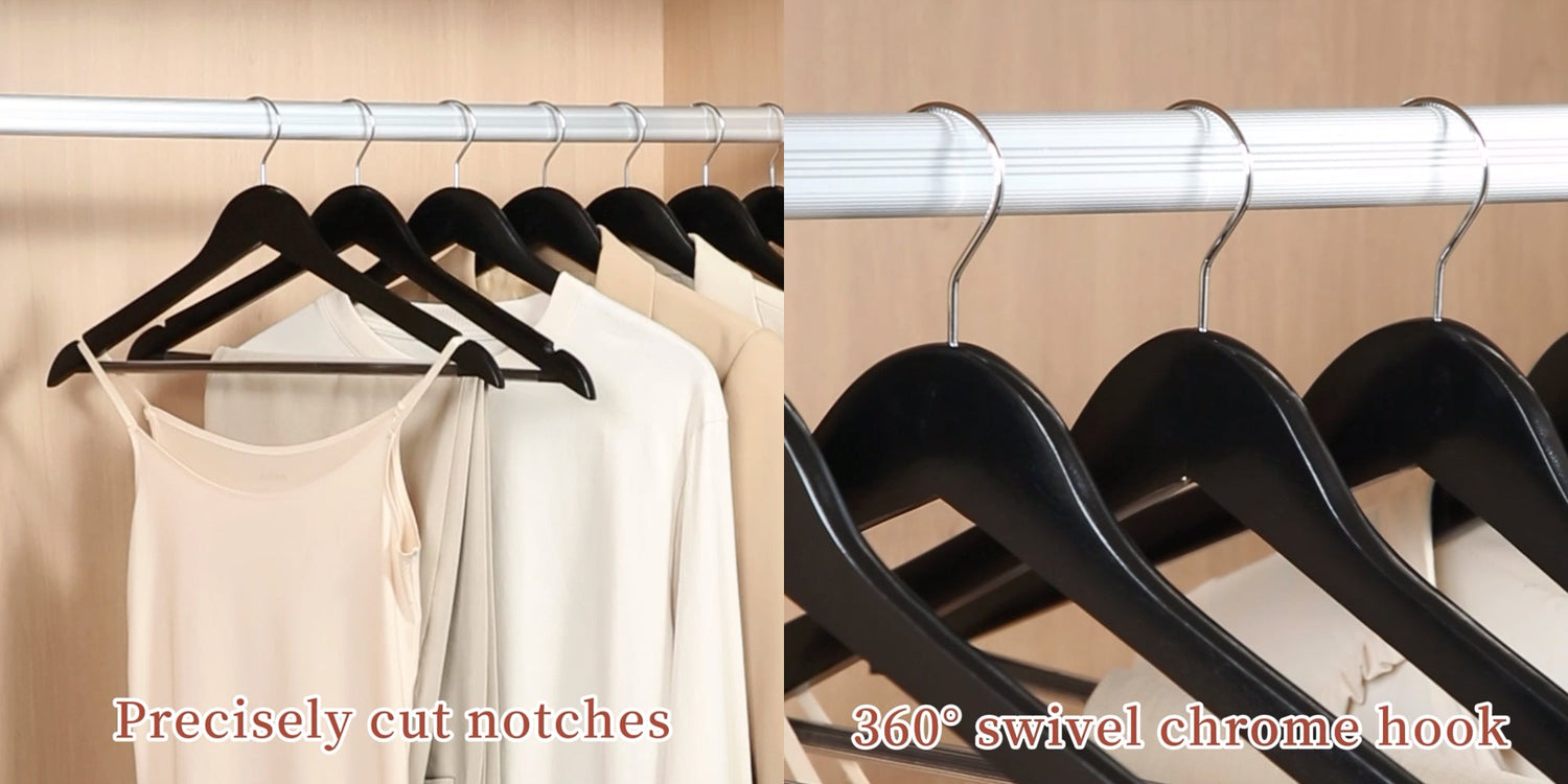 Anchor A Grade 20 Wooden Non-Slip Hangers Chrome Hook 360 Swivel - Black Greenlane Gear