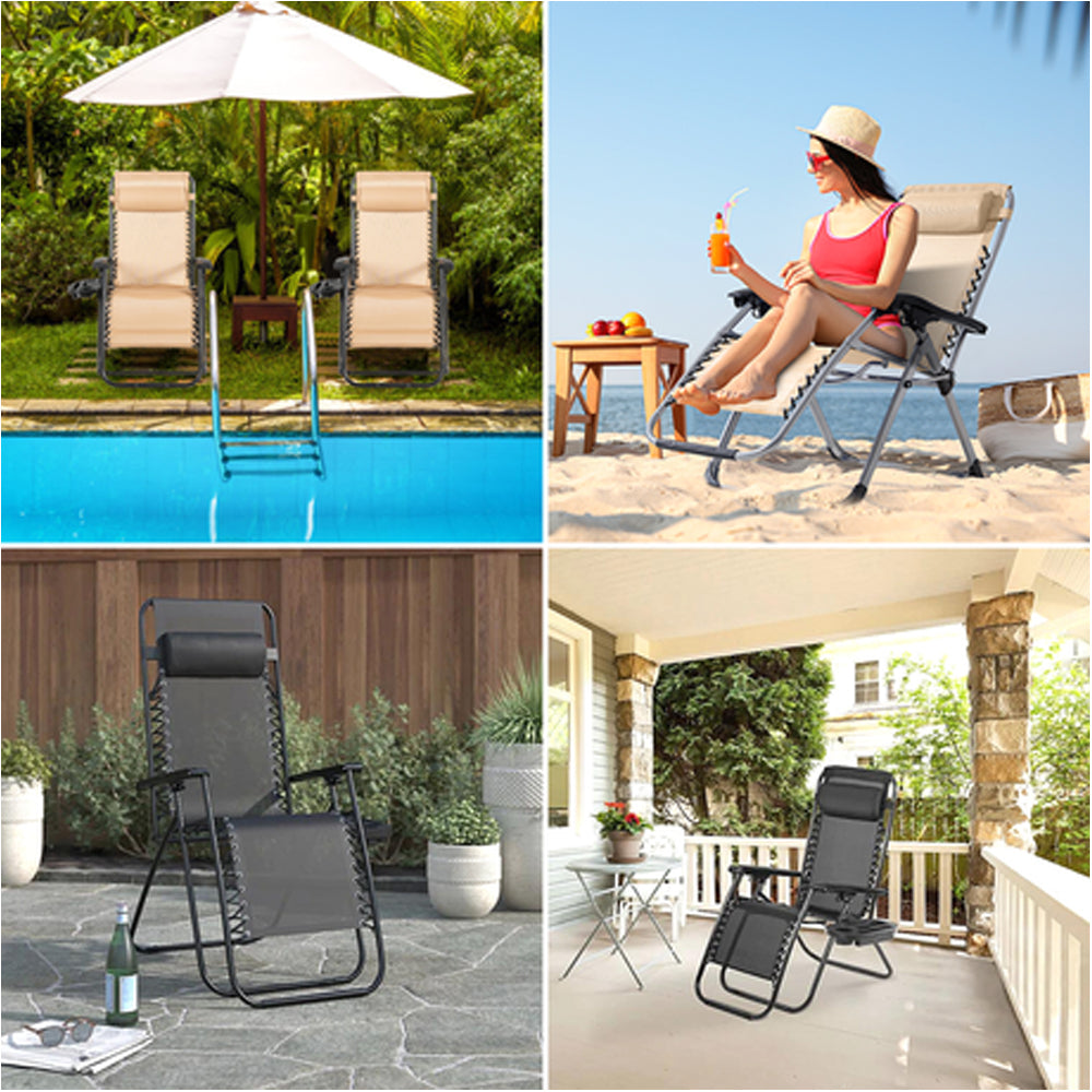 Anchor 2 Lounger Gravity Folding Chair Head Cushion Multi Lock & Table Tray Greenlane Gear