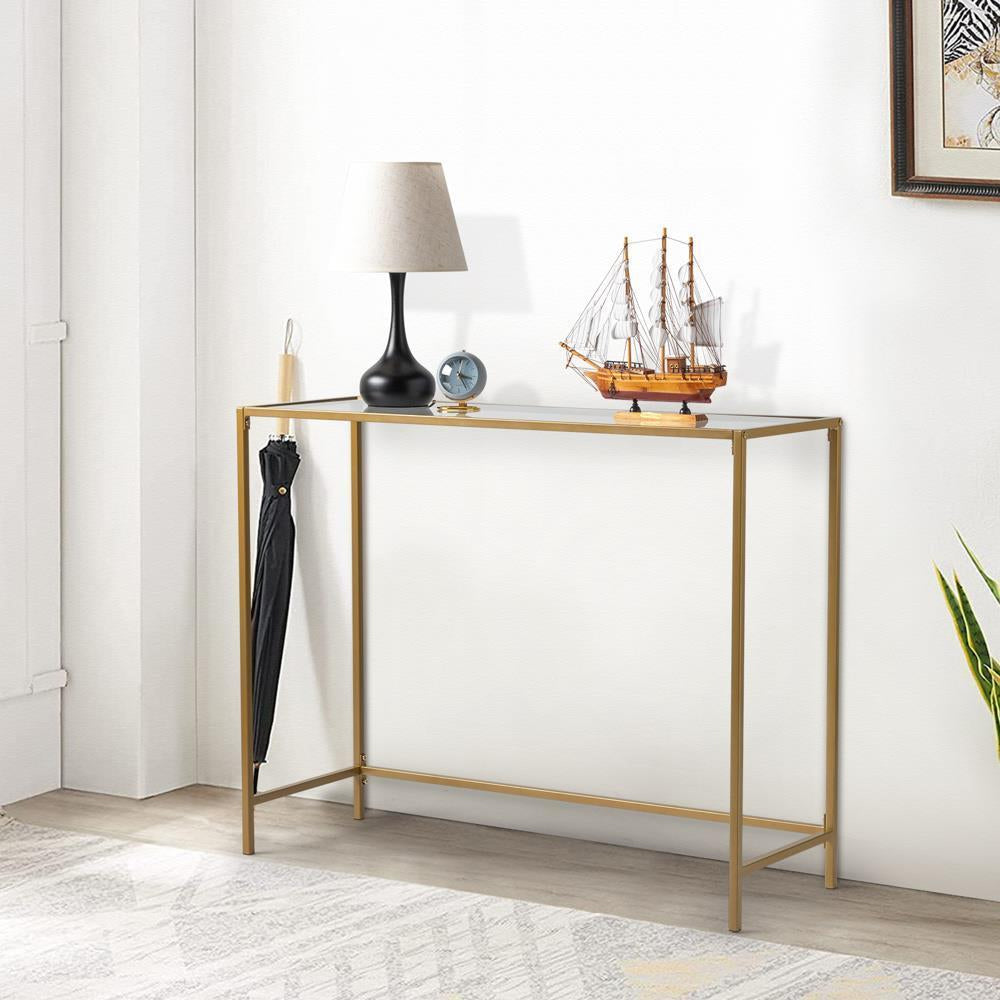 Anchor Hallway Console Tempered Entrance Entry Hall Glass Top Table - Gold Greenlane Gear