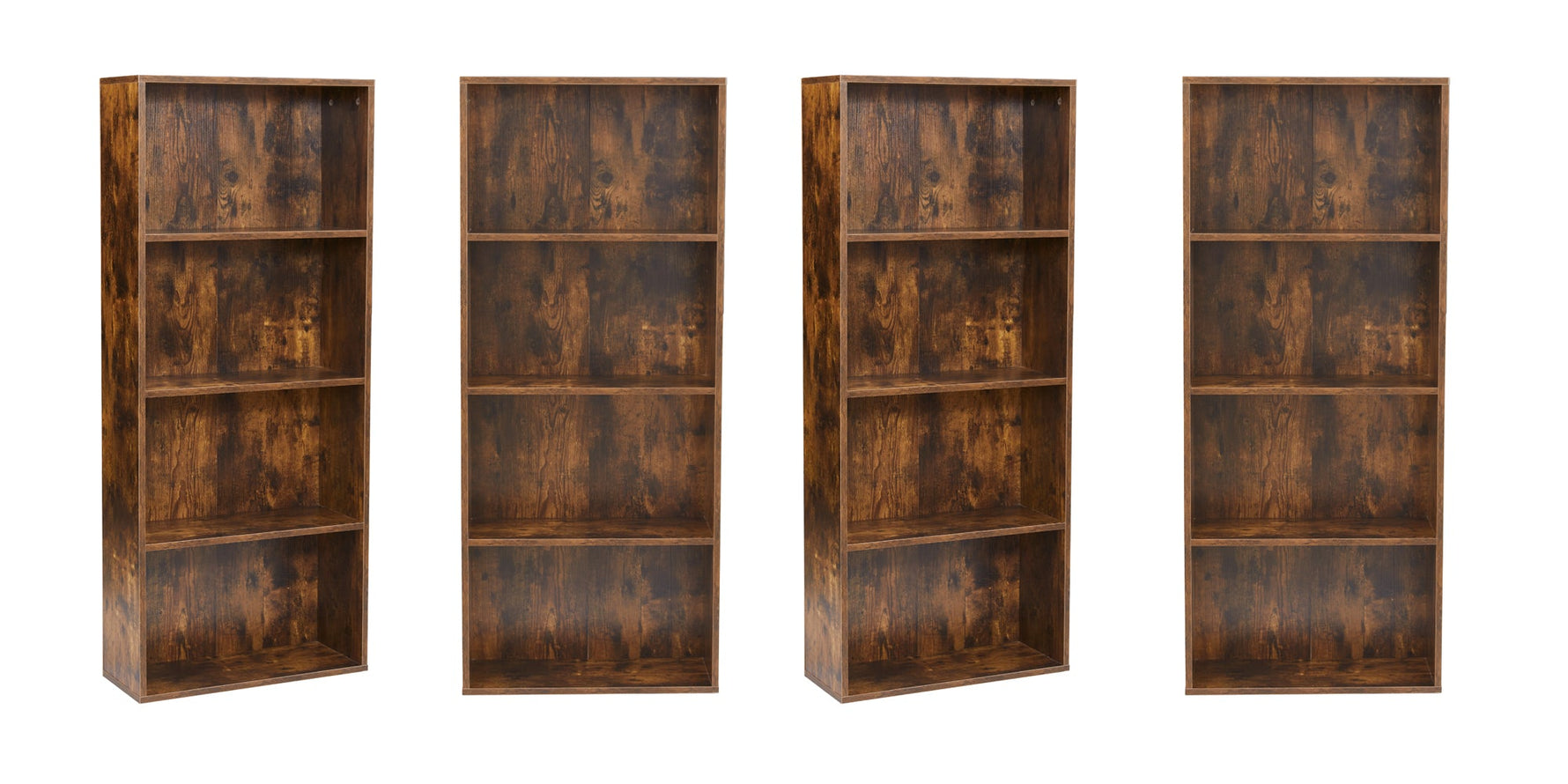 Anchor 4 Tier Bookcase Open Shelf Freestanding Bookshelf Storage Brown Greenlane Gear