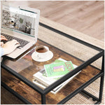 Anchor Home Office Coffee Table with Glass Table Top & Shelve; Rustic Brown Greenlane Gear