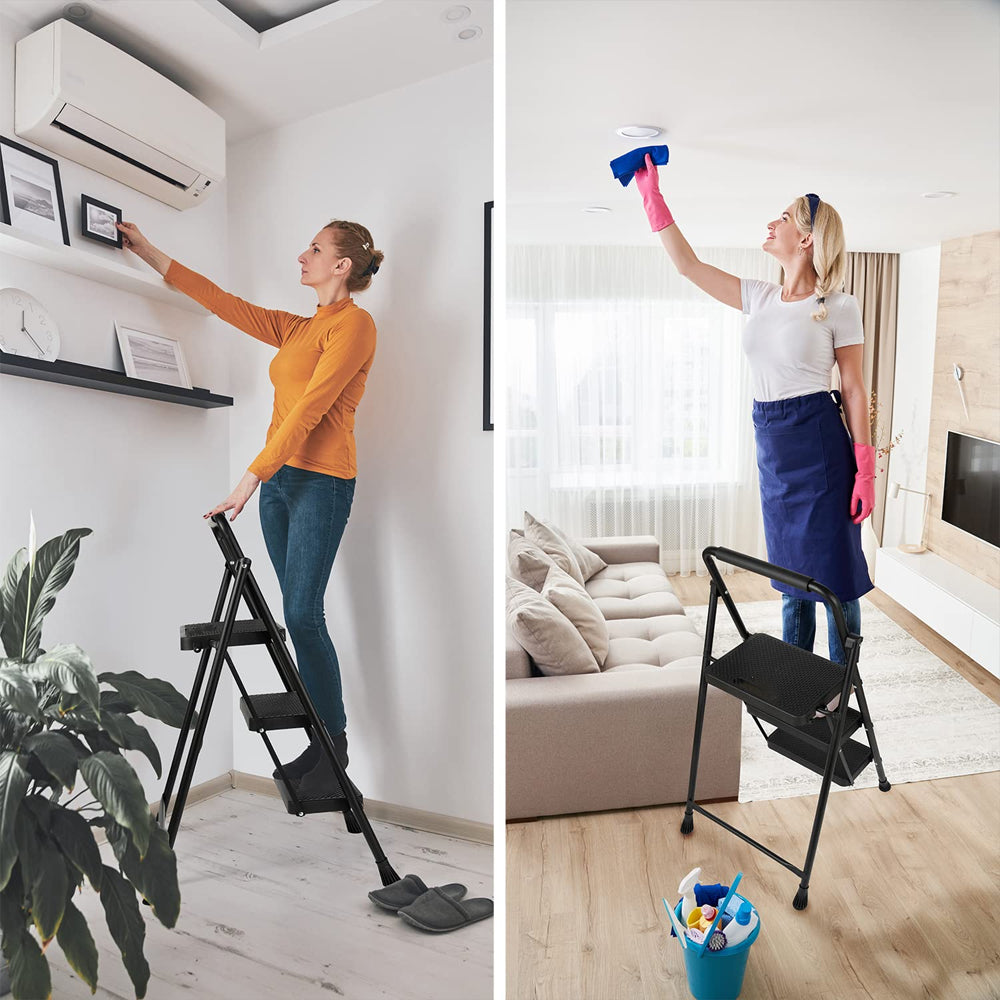 Anchor Lightweight Folding 3 Step Portable Ladder with Wide Anti-Slip Pedal Greenlane Gear