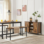 Anchor Rustic Brown Indoor Dinner Dining Table & 2 Benches Black Metal Leg Greenlane Gear