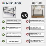 Anchor Glass Black Steel Frame Tempered Shelves Hall Table 100x35x80cm Greenlane Gear