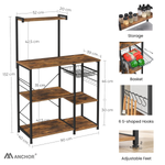 Anchor Home Vintage Kitchen Storage Bakers Rack with Shelves & Basket Greenlane Gear