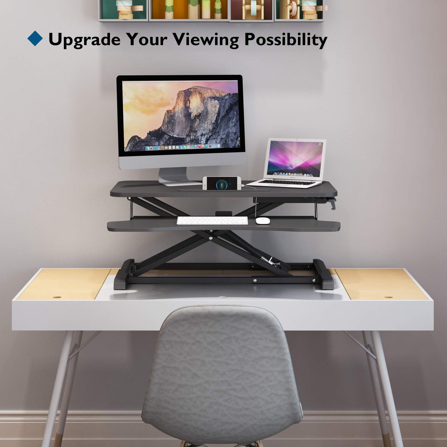 Bontec Dual Tiered Standing Desk Converter Height Adjustable & Ergonomic Greenlane Gear