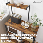 Anchor Home Vintage Kitchen Storage Bakers Rack with Shelves & Basket Greenlane Gear