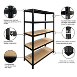 Anchor Steel Racking 5 Tier Shelving Anti Rust MDF 180x120x60 +Hammer - DAMAGED PACKAGING Greenlane Gear