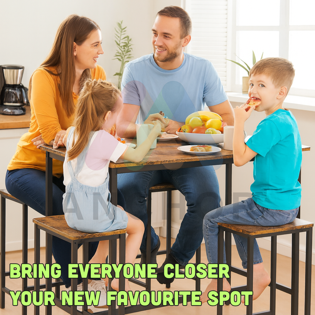 Anchor 5-Piece Counter Height Bar Dining Table Set with 4 Stools Vintage Greenlane Gear