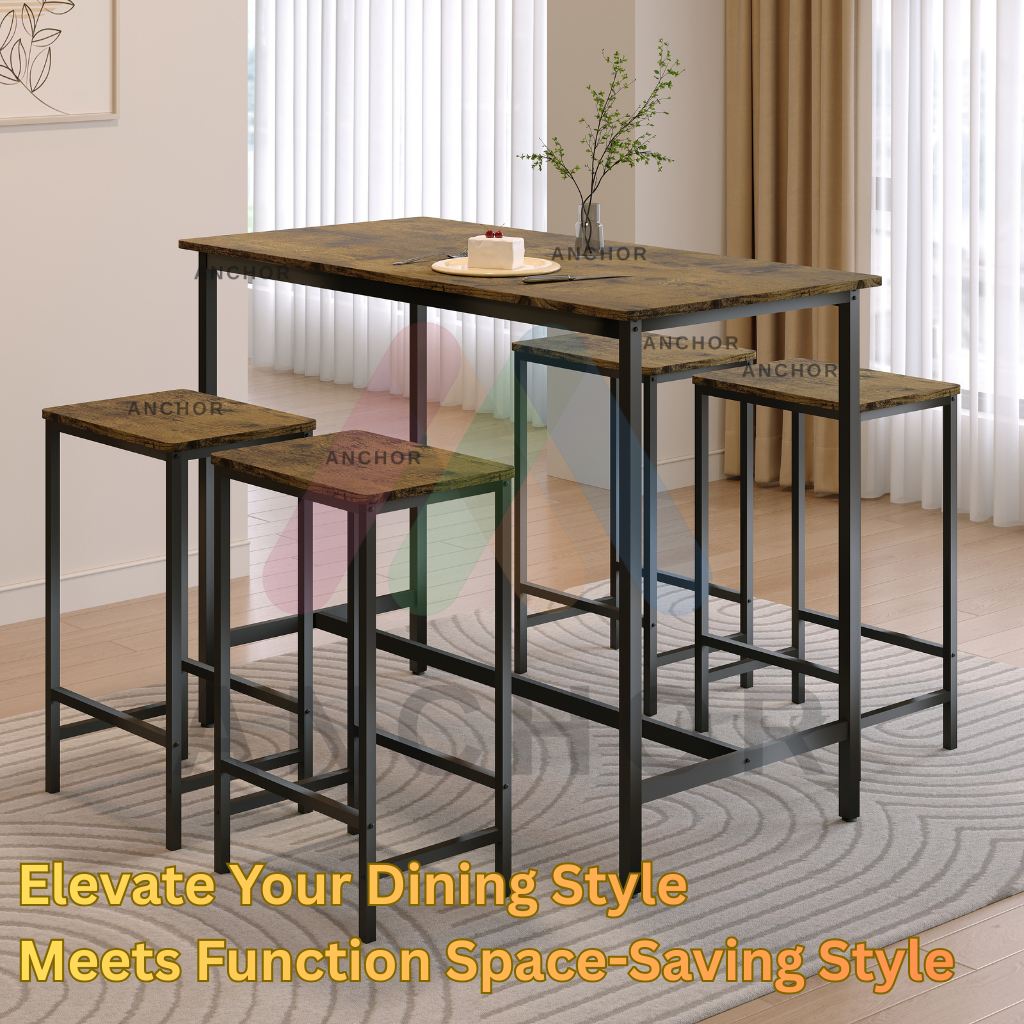 Anchor 5-Piece Counter Height Bar Dining Table Set with 4 Stools Vintage Greenlane Gear