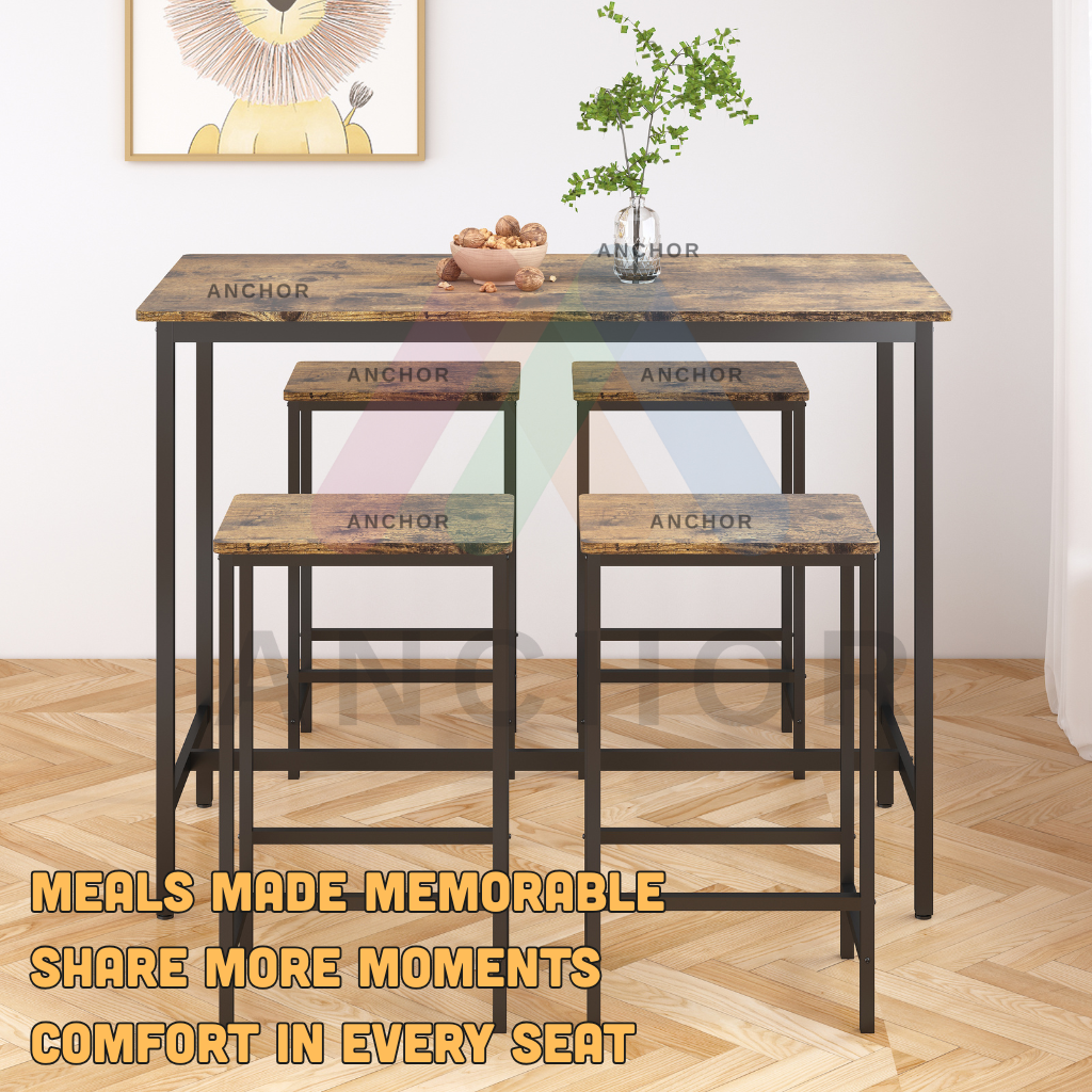 Anchor 5-Piece Counter Height Bar Dining Table Set with 4 Stools Vintage Greenlane Gear