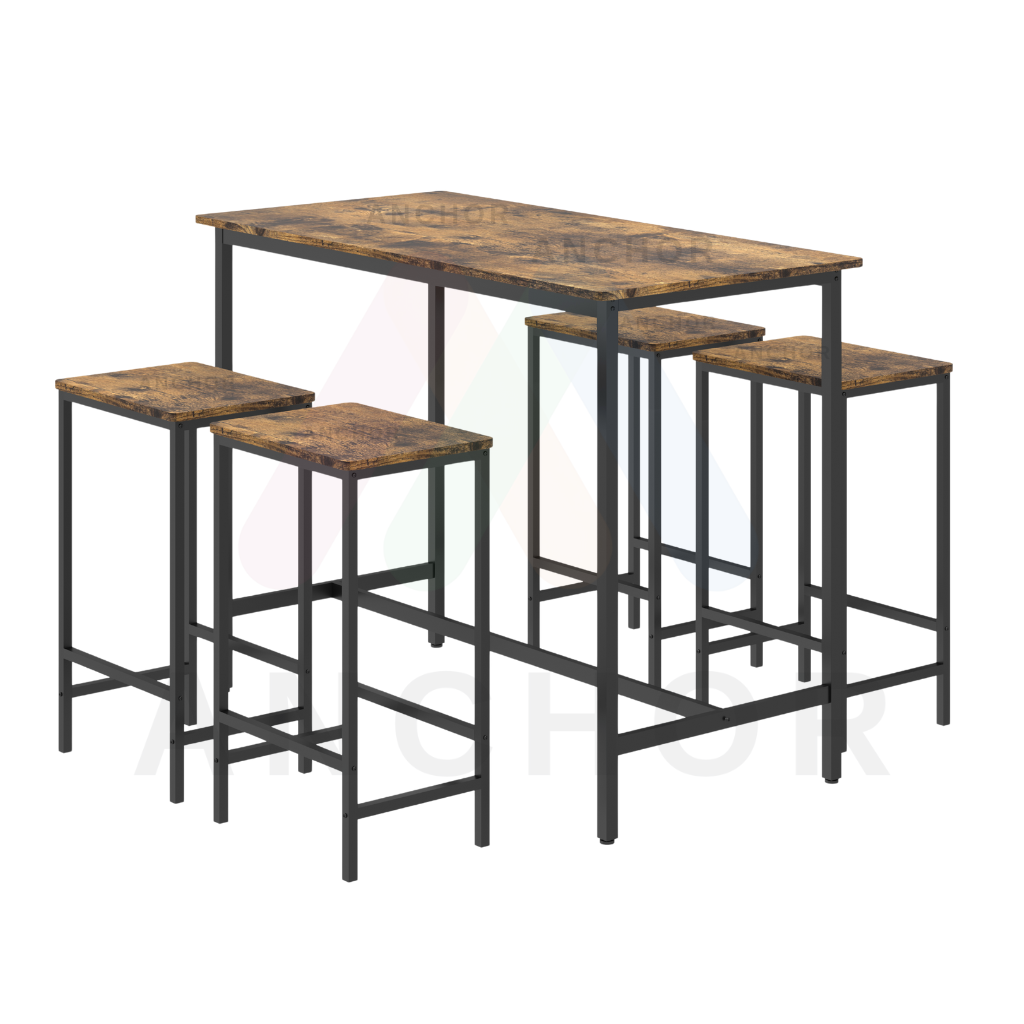 Anchor 5-Piece Counter Height Bar Dining Table Set with 4 Stools Vintage Greenlane Gear