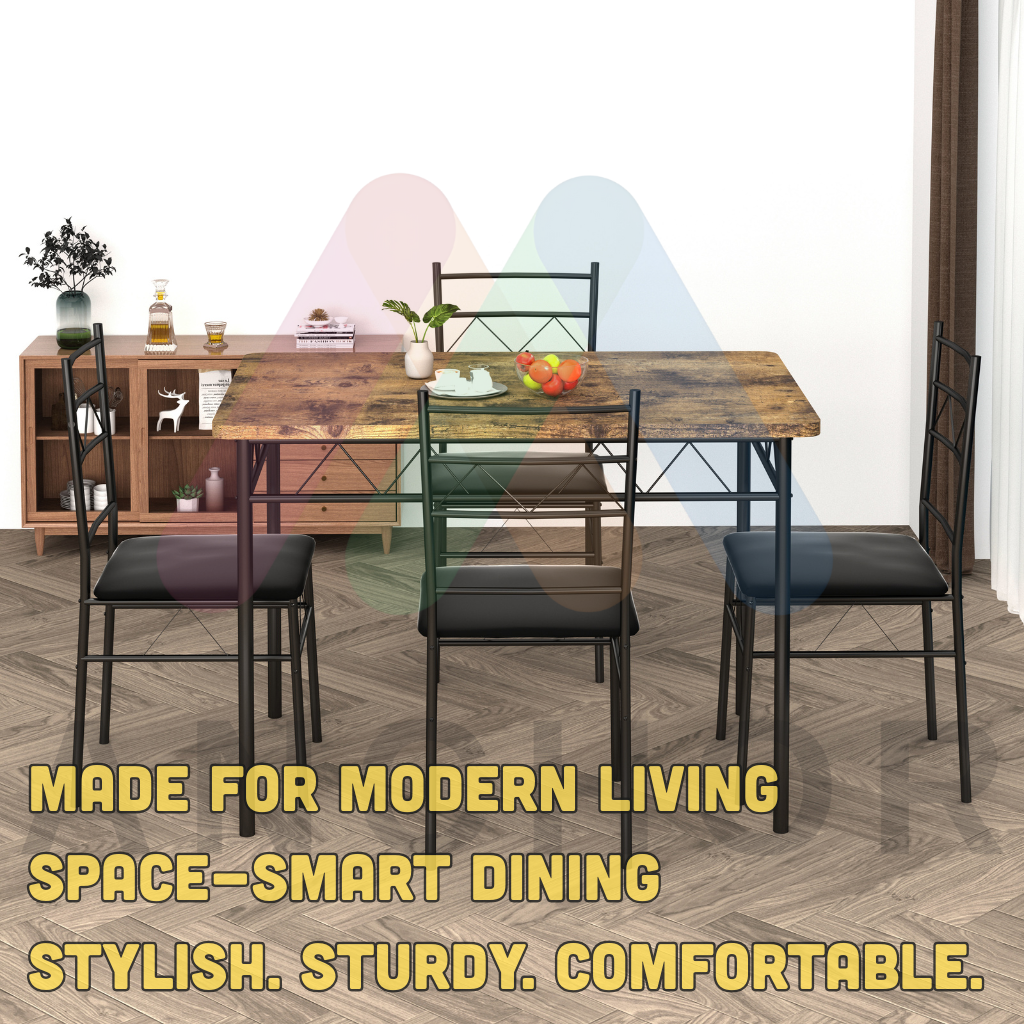Anchor 5-Piece Dining Table Set | Vintage PVC Tabletop + Padded Chairs Greenlane Gear