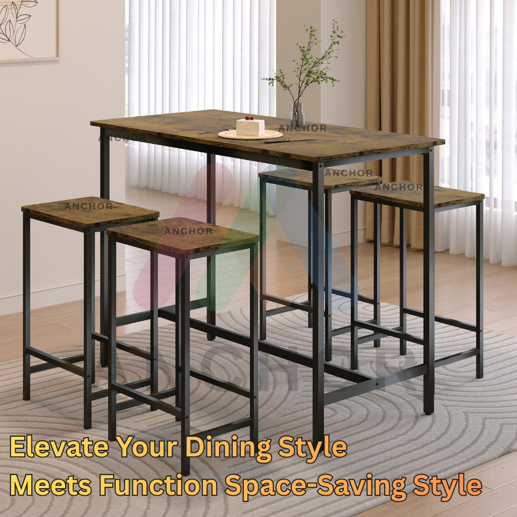 Anchor 5-Piece Dining Table Set | Vintage PVC Tabletop + Padded Chairs Greenlane Gear