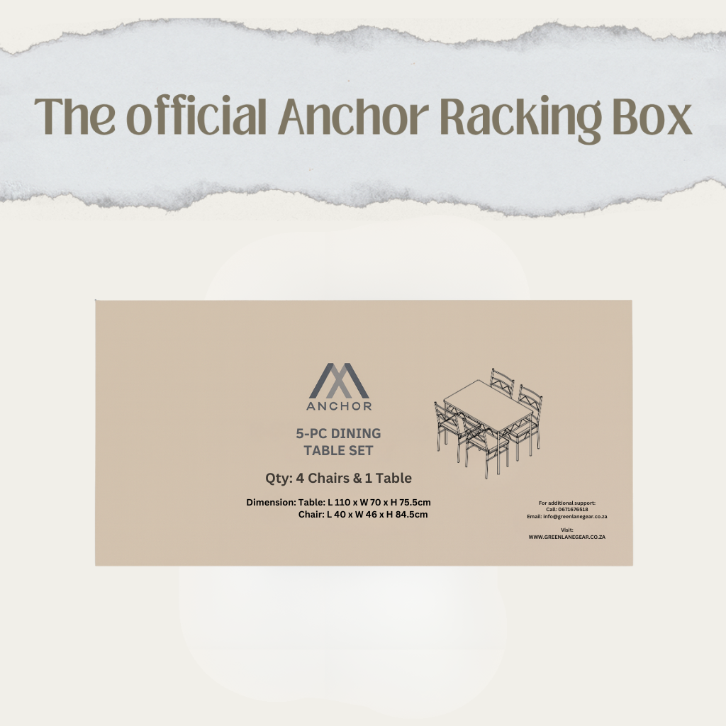 Anchor 5-Piece Dining Table Set | Vintage PVC Tabletop + Padded Chairs Greenlane Gear