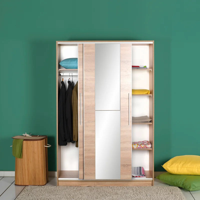 Adore Compact 2 Sliding Doors Wardrobe with Mirror - Sonoma