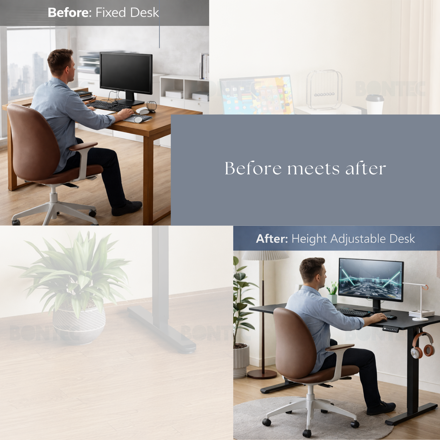 BONTEC Single Electric Motor Standing Desk 72-120cm LED Display 3 Presets