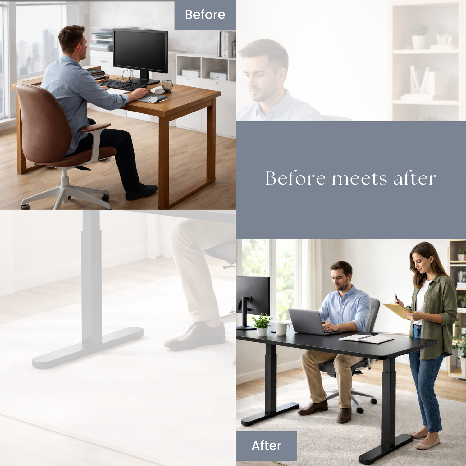 BONTEC Dual Electric Motor Standing Desk 120x60cm Height Adjustable LED 3 P