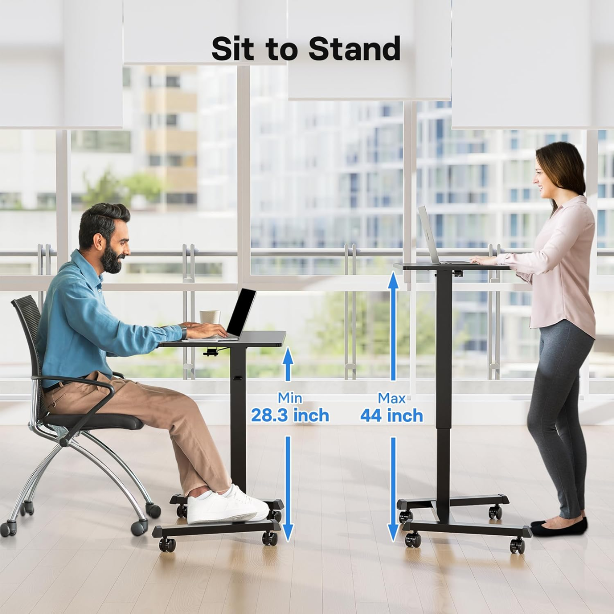 BONTEC Mobile Standing Laptop Desk Height Adjustable Wheels Rolling Table Greenlane Gear