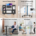 BONTEC Mobile Standing Laptop Desk Height Adjustable Wheels Rolling Table Greenlane Gear