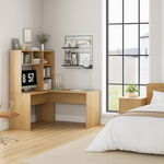 Anchor Wooden L-Shaped Computer Workstation Desk with Storage Shelves Greenlane Gear