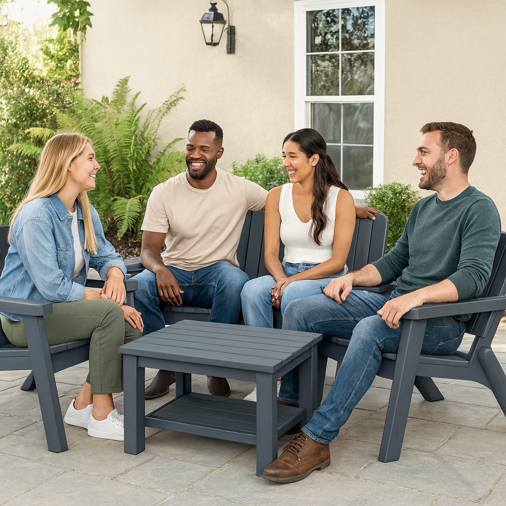 Anchor 4-Piece Outdoor Wooden Style Adirondack Set for Patio & Garden Greenlane Gear