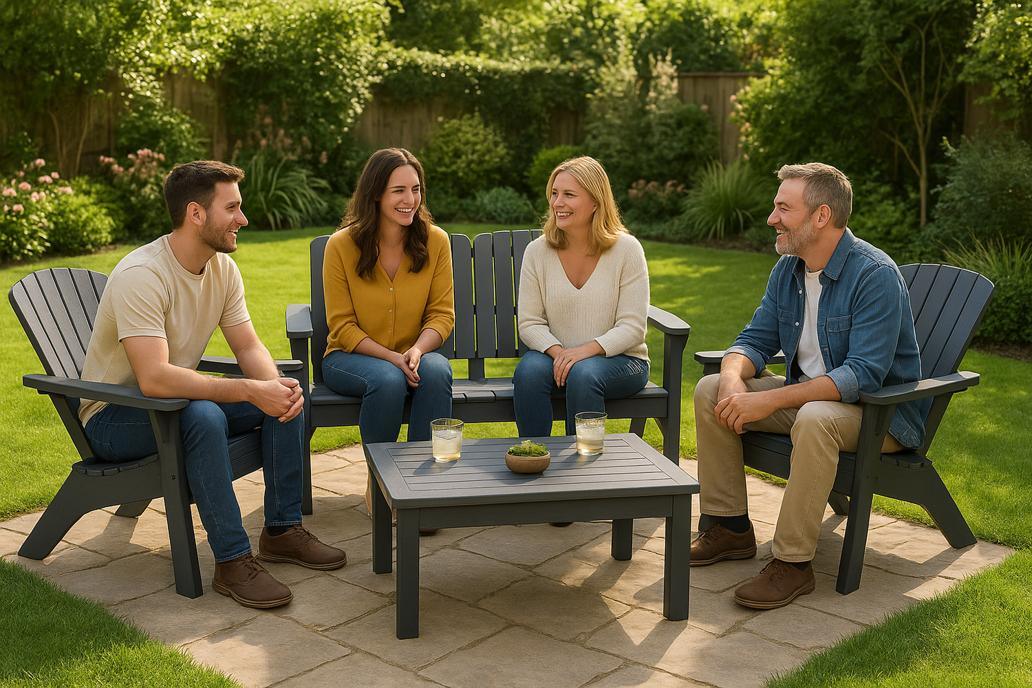 Anchor 4-Piece Outdoor Wooden Style Adirondack Set for Patio & Garden Greenlane Gear