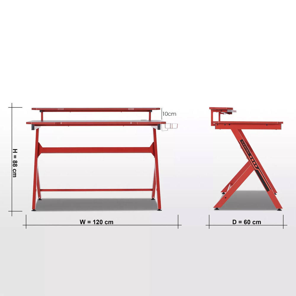 Anchor 2 Tier Computer Gaming Office Desk Table 120x60 Headphone Cup Holder Greenlane Gear