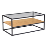 Anchor Home Office Coffee Table with Glass Table Top & Shelve Natural Brown Greenlane Gear