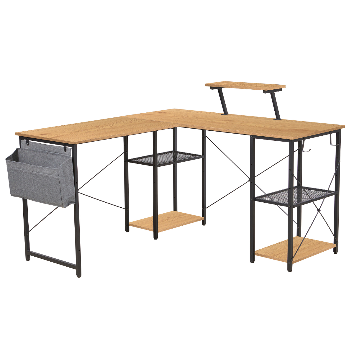 Anchor L-Shaped Table Office Desk for Study Home with Shelves Greenlane Gear