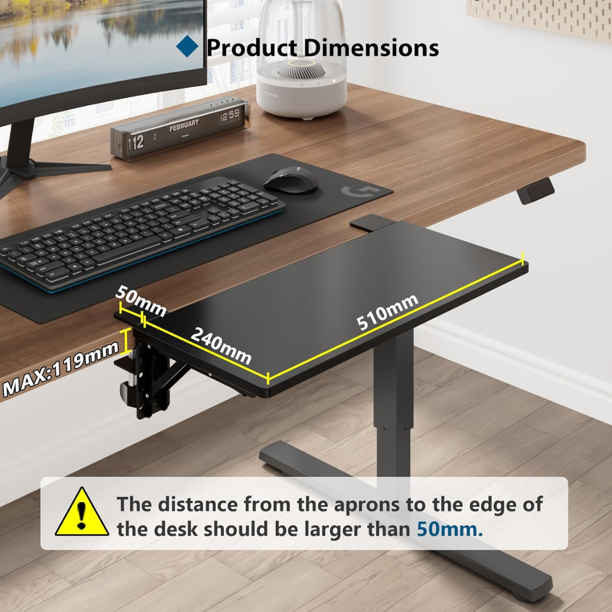 Bontec Desk Extender Tray Table Mount Clamp-On Ergonomic Arm Rest Support Greenlane Gear