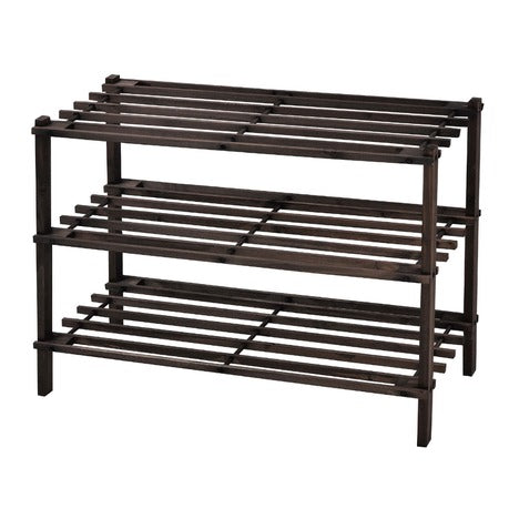 ZZFD-Knight: 3 Tier Wood Shoe Rack-Dark