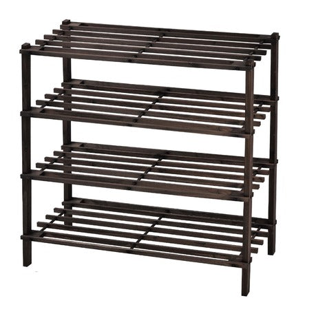 ZZFD-Knight: 4 Tier Wood Shoe Rack-Dark