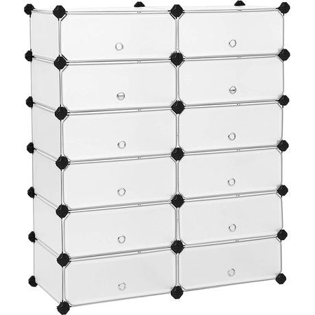 ZZFD-Knight Multipurpose Cabinet Rectangle Storage Shelving with Doors 12 Cubes