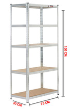 Rhino Racking 150x75x30cm 5 Tier Boltless Storage Steel &MDF Shelving 200Kg Greenlane Gear