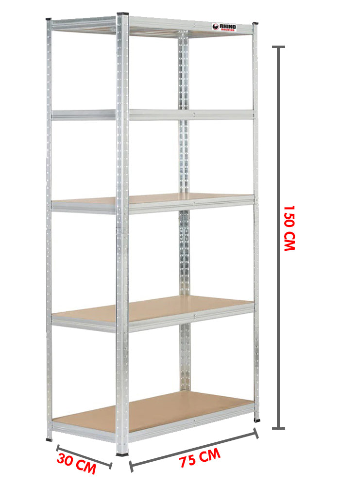 Rhino Racking 150x75x30cm 5 Tier Boltless Storage Steel &MDF Shelving 200Kg Greenlane Gear