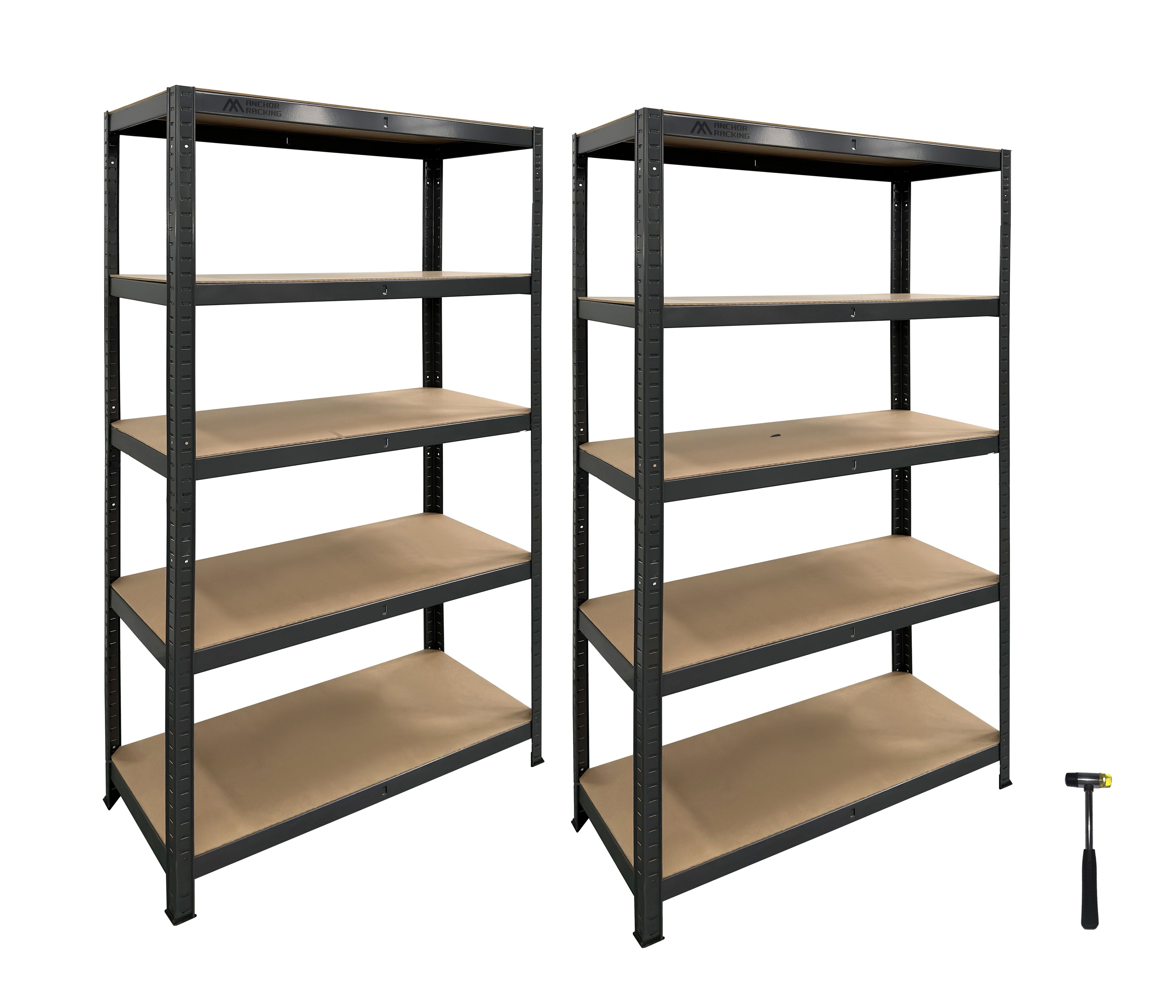 Anchor Racking 5 Tier Shelving 250Kg Anti-Rust MDF 2x 180x90x30 + Hamm ...