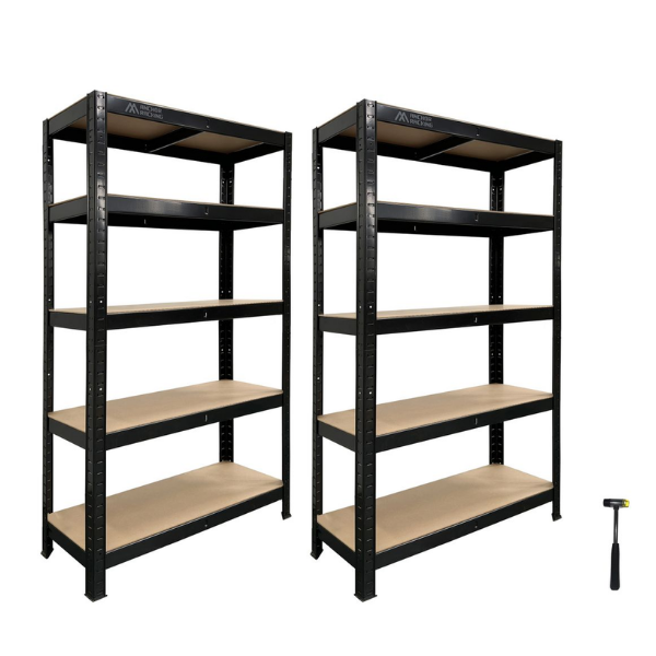 Anchor 2x 5-Tier Steel Racking 180×90×30cm |250kg/Shelf | Boltless + Hammer