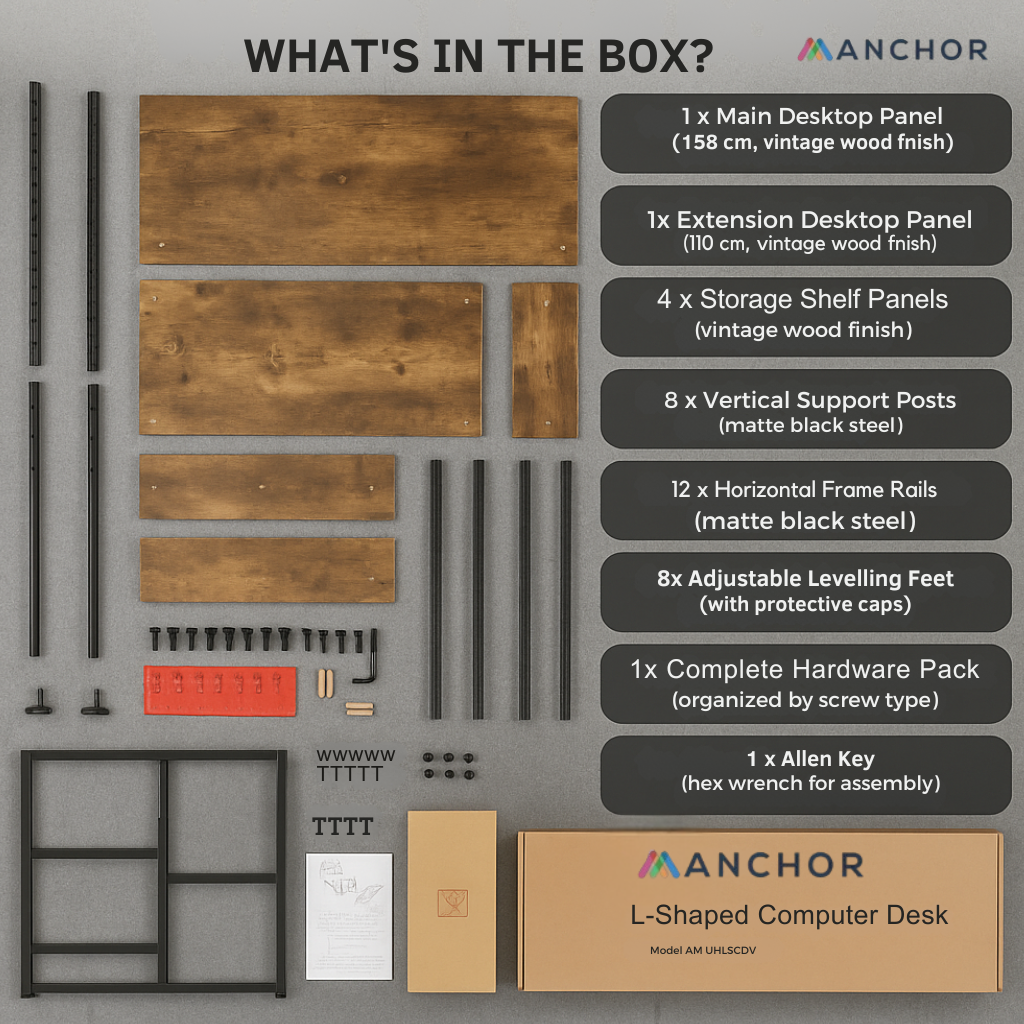 L Shaped Wood Corner Desk with Shelves 150cm for Home Office Workstation Greenlane Gear