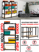 Makro Racking Rhino Racking 180x90x40cm 5 Tier Shelving 200Kg Galvanised Painted x 2 ...