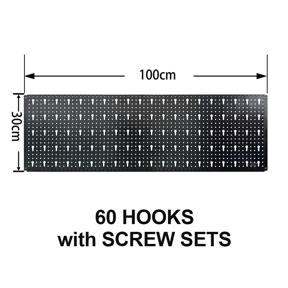 Anchor 4 Wall Mounted Storage Peg Board Panel 100x30cm Pegboard + 60 Hooks Greenlane Gear