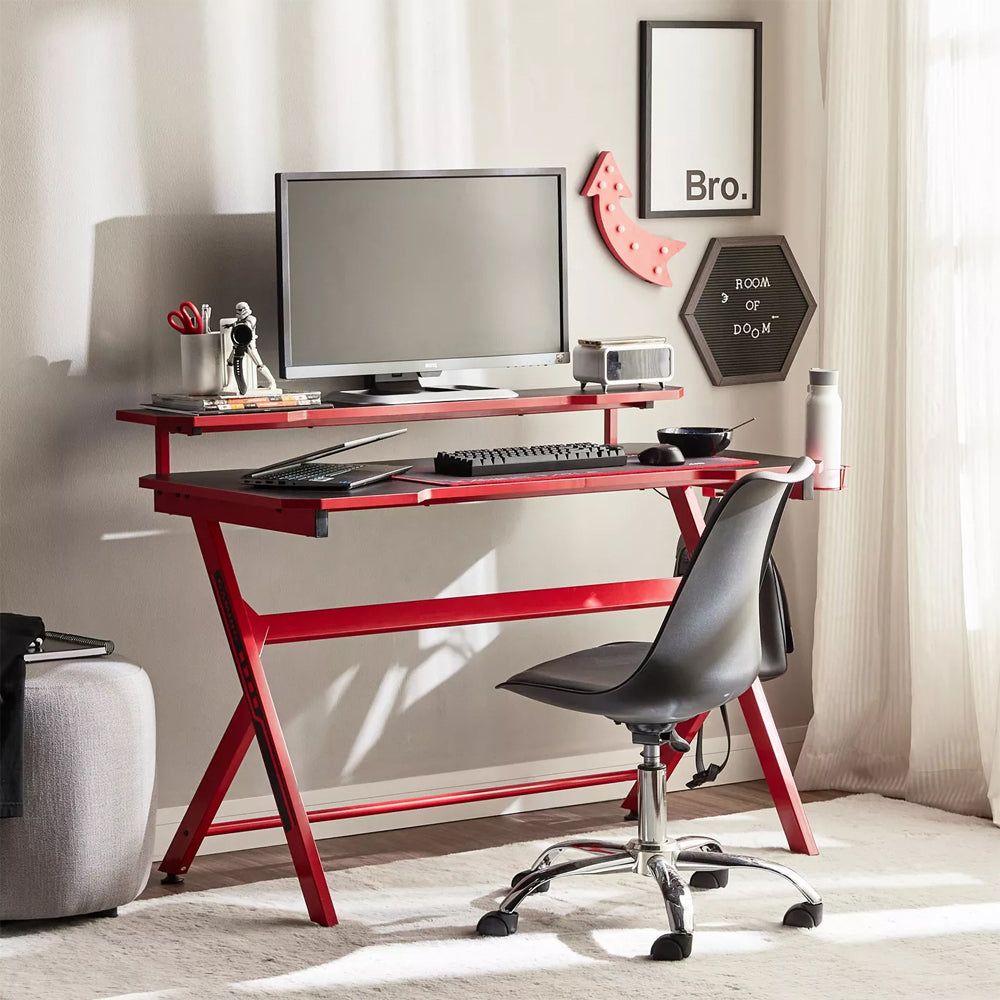 Anchor 2 Tier Computer Gaming Office Desk Table 120x60 Headphone Cup Holder Greenlane Gear